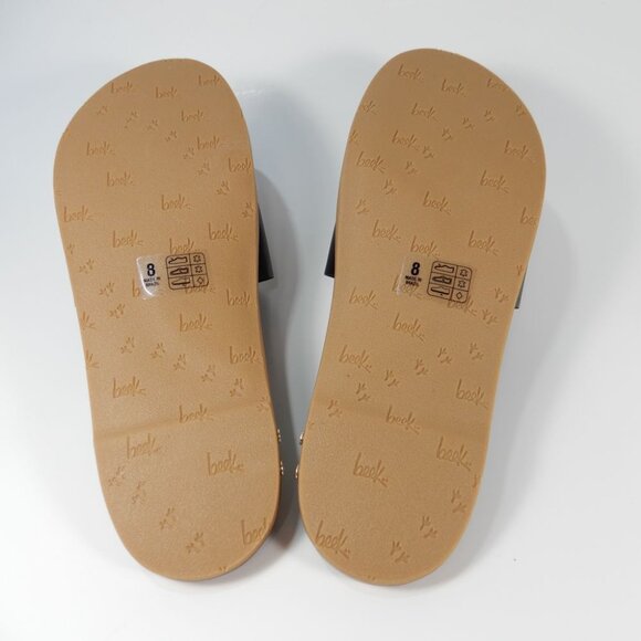 Beek Mockingbird Palm Flat Slide SANDALS Size 8 Black Leather NEW - Picture 10 of 14